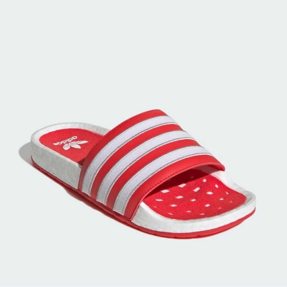 Adidas Adilette Boost Slides Men's Sandals Slippers Flip Flop Red White New